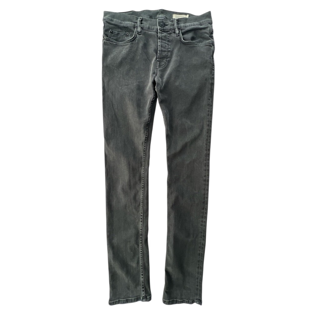 AllSaints Mens Jeans 30 Gray Grey Cigarette Fit Slim Stretch Denim Pants Casual‎